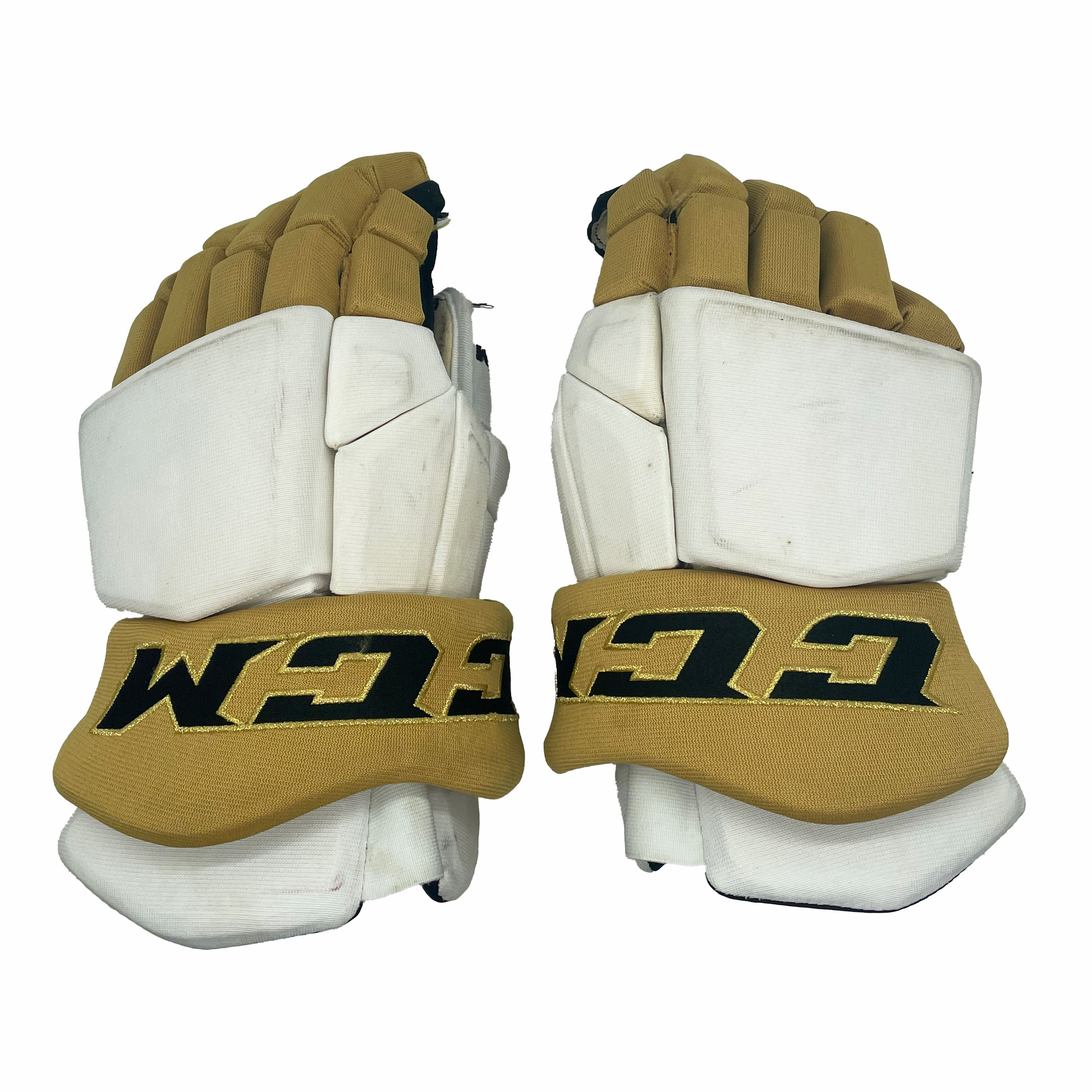 CCM HGTKPP - Gant de hockey d'occasion NHL Pro Stock - Golden Knights de Vegas (blanc/or)